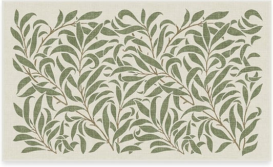 RUGGABLE x Morris & Co Washable Area Rug– Pure Willow Boughs Green 3x5, Stain-Resistant, Non-Slip – Small Machine Washable Rugs for Living Room, Bedroom, Hallway, Entryway & Office–with Cushioned Pad