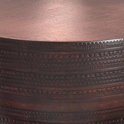 SIMPLIHOME Johnsen 30-inch Wide Metal Drum Coffee Table in Oil Rubbed Bronze, Boho-Style Cocktail Table for Living Room or Family Room, Assembled