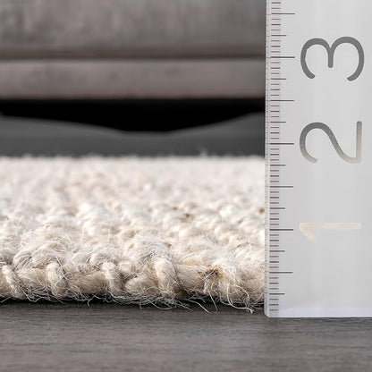 nuLOOM Ashli Solid Farmhouse Jute Area Rug, 4x6, Off-white