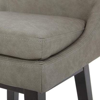 CHITA Counter Height Swivel Bar Stools Set of 3, FSC Certified Upholstered Faux Leather Barstool Chairs with Back, 26.8" H Seat Height, PU Leather in Stone Grey