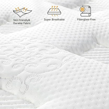 Vesgantti Queen Size Mattress, 10 Inch Innerspring Multilayer Hybrid Mattress, Ergonomic Design with Breathable Foam and Pocket Spring, Tight Top Series Medium Firm Feel