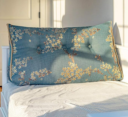 WOWMAX Wedge Pillow Headboard Dorm Headboard Twin XL Bed Bolster Pillow for Bed with Removable Cover Lake Blue
