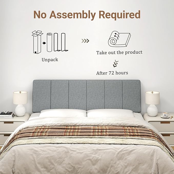 Queen Size Headboard Only-No Assembly, Upholstered Headboard Queen Size Linen Fabric Modern Style Headboards for Adjustable Bed Extra-Thick, Dark Gray