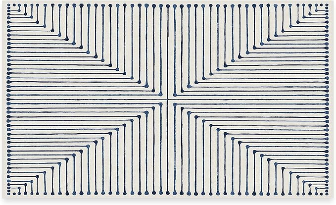 RUGGABLE x Jonathan Adler Machine Washable Modern Area Rug – Inkdrop Slate Blue 3x5, Stain-Resistant, Non-Slip – Small Rugs for Living Room, Bedroom, Hallway, Entryway & Office–with Cushioned Pad