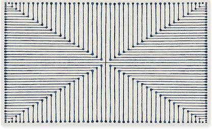 RUGGABLE x Jonathan Adler Machine Washable Modern Area Rug – Inkdrop Slate Blue 3x5, Stain-Resistant, Non-Slip – Small Rugs for Living Room, Bedroom, Hallway, Entryway & Office–with Cushioned Pad