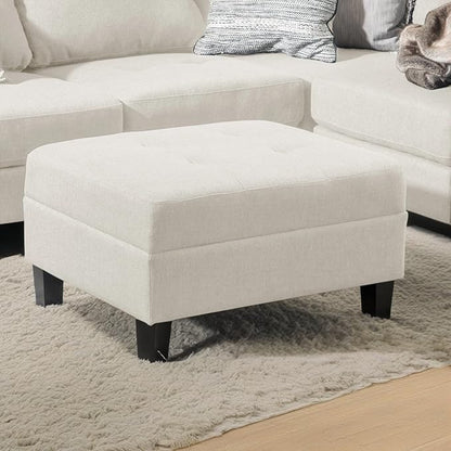 Christopher Knight Home Tufted Ottoman Footrest Rectangular Upholstered Ottoman Non Storage Fabric Ottoman Foot Rest Stool with Tufted Stitching,28.25 "W x 23 "D x 18.5 "H,Ivory