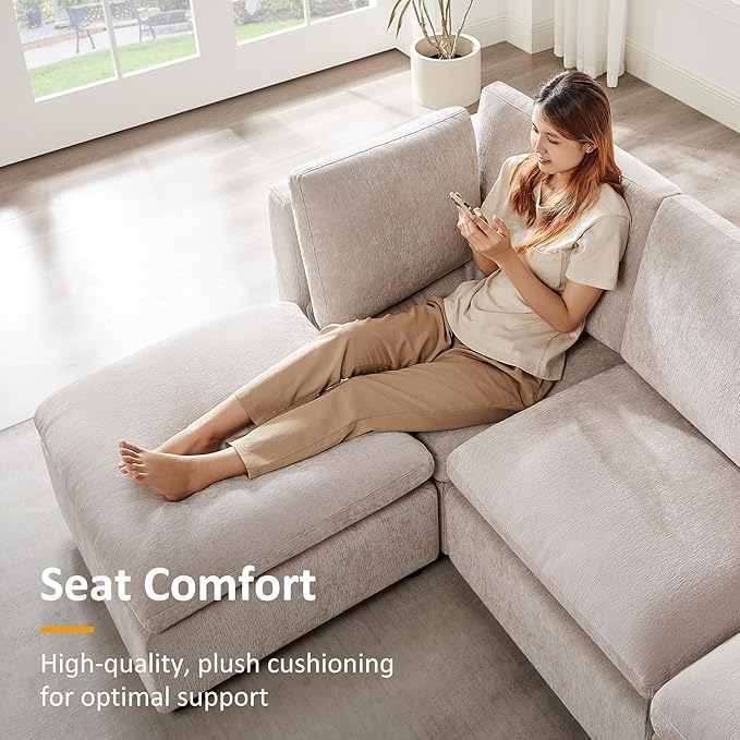 VANOMi Modular Sectional Sofa, Convertible Sofa Couch Modular Sofa with Ottoman, Sectional Sofas for Living Room Small Apartments