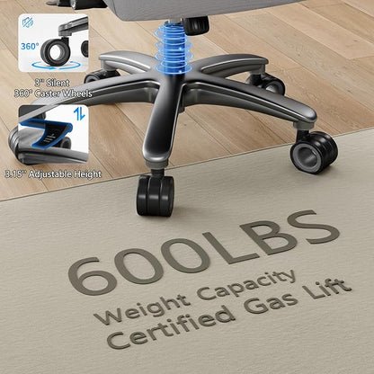 Big and Tall Office Chair with 5D Arms, 600lbs Fabric & PU Leather Heavy Duty Desk Chair, Adjustable Lumbar Support & Height, Tilt Function, High Back Ergonomic Executive Computer Chair