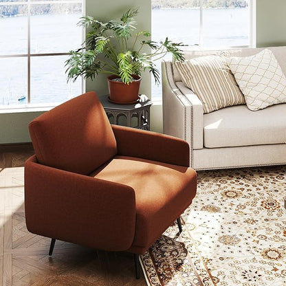 Oversized Accent Chair for Living Room Chairs Reading Arm Chair Comfy Modern Single Sofa Side Chairs with Metal Legs & Soft Cushion for Bedroom, Waiting Room (Velvet Reddish, Set of 1)