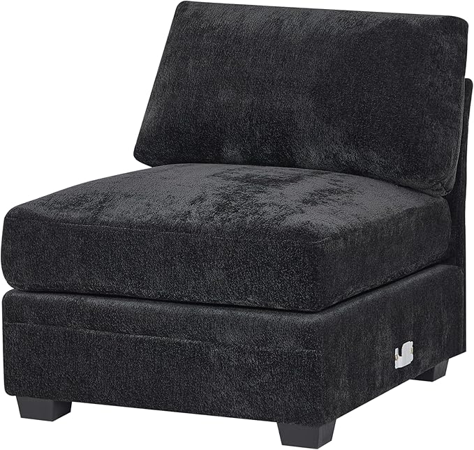 Christopher Knight Home Zery 7-Piece U-Shape Lounge Sofa Couch with Ottomans, Modern Modular Sectional Sofa Set with Pillow Back for Living Room, Chenille Upholstered Cloud Couch with Deep Seat,Black