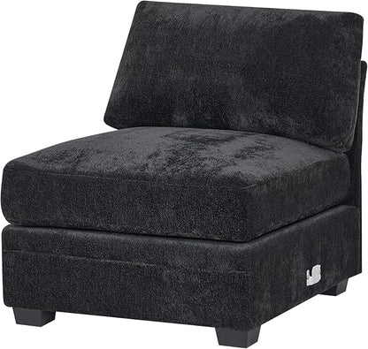 Christopher Knight Home Zery 7-Piece U-Shape Lounge Sofa Couch with Ottomans, Modern Modular Sectional Sofa Set with Pillow Back for Living Room, Chenille Upholstered Cloud Couch with Deep Seat,Black