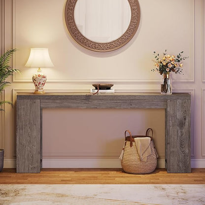 Tribesigns 70.9-Inch Long Console Table, Farmhouse Wooden Entryway Sofa Table Behind Couch, Narrow Entry Console for Living Room, Hallway, Entrance, Foyer, Grey