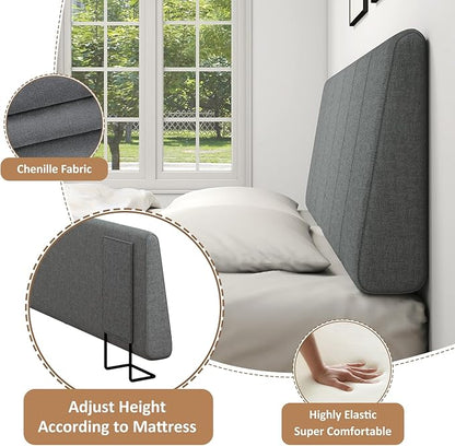 Queen Size Headboard Only-No Assembly, Upholstered Headboard Queen Size Linen Fabric Modern Style Headboards for Adjustable Bed Extra-Thick, Dark Gray