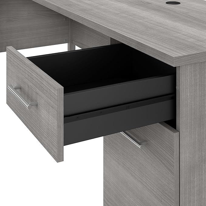 Bush Furniture 60-inch Home Office Desk with Drawers, Large Computer Table with Storage, Transitional Style, Somerset Collection, Platinum Gray