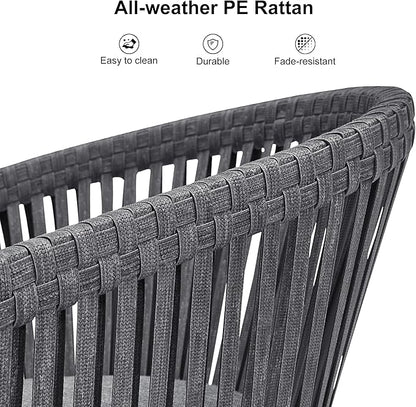 PURPLE LEAF 9 Pieces Outdoor Dining Set with Patio Aluminium Dining Table and Wicker Rattan Chairs Modern Furniture Cushions Sets for Backyard Indoor Decor Kitchen Grey