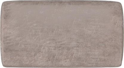 SIMPLIHOME Milltown 27 inch Wide Contemporary Rectangle Footstool Ottoman Bench in Distressed Grey Taupe Vegan Faux Leather, Assembled, For the Living Room and Bedroom