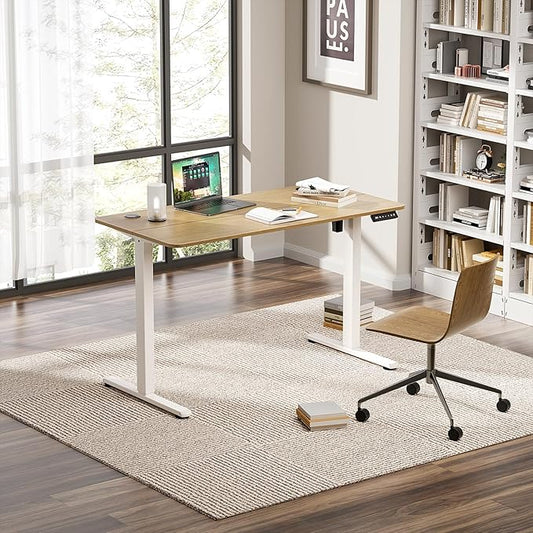Electric Standing Desk 48 x 24 Inches, Height Adjustable Sit Stand Home Office Computer Desk with Memory Presets,Wood Color