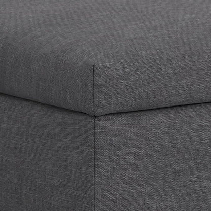 SIMPLIHOME Rebecca 48 inch Wide Mid Century Modern Rectangle Large Coffee Table Storage Ottoman with Lift up Lid in Slate Grey Polyester , Assembled, For the Living Room, Entryway and Family Room