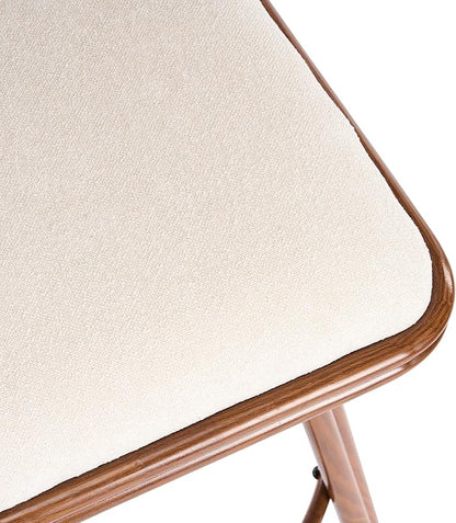 Christopher Knight Home Sibyl Fabric Upholstered Counter Height Bar Stools Set of 2, Metal Stool Chair for Kitchen Island with Faux Leather Backrest, Armless Counter Stool with Footrest, Beige+Walnut