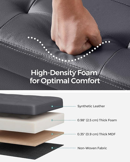 SONGMICS MAZIE Collection - 30 Inches Storage Ottoman Bench with Flipping Lid, Storage Chest Footstool, Load 660 lb, for Entryway, Living Room, Bedroom, Synthetic Leather, Dark Gray ULSF045G01