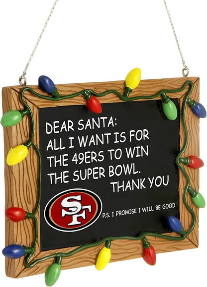 NFL Resin Holiday Christmas Chalkboard Sign Ornament