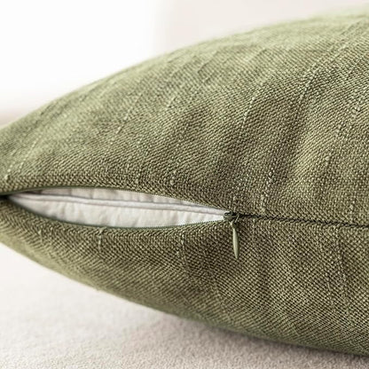 Foindtower Pack of 2 Soft Textured Chenille Throw Decorative Pillow Covers Square Accent Solid Cushion Cover Cozy Neutral Farmhouse Pillow Case for Couch Sofa Bedroom Living Room 16x16 Inch,Sage Green