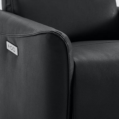 CHITA Power Recliner Chair Swivel Glider, FSC Certified Upholstered Faux Leather Living Room Nursery Reclining Sofa Chair with Lumbar Support, Black