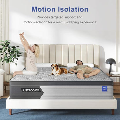 Firm King Size Mattress 12 Inch Hybrid King Mattress with Gel Memory Foam-Cooling Ice Silk Top, Support&Back Pain Relief, Individual Pocket Spring, CertiPUR-US Certified Mattress in a Box