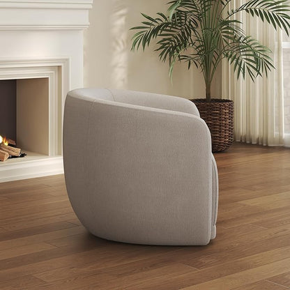 Leyu&Hafort Swivel Accent Chair, Upholstered Reading Armchair, Modern Living Room Chair, Club Living Room Chair for Bedroom, Office, Study, Apartment (Oatmeal)