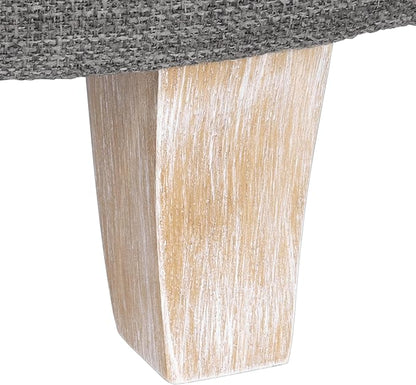 HomePop Upholstered Round Storage Ottoman|Homepop Home Décor|Upholstered Round Foot Rest Ottoman -Gray Woven