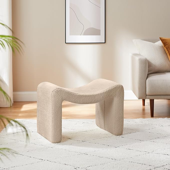 VANOMi Large Footstool Ottoman, Multi-Functional Modern Foot Stool, Sofa Footrest Extra Seating for Living Room, Entryway, Hallways and Bedrooms, Large, Camel