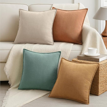 ZWJD Throw Pillow Covers 20x20 Set of 4 Chenille Pillow Covers with Elegant Design Soft and Luxurious Decorative Throw Pillows for Couch, Bed, and Home Decor