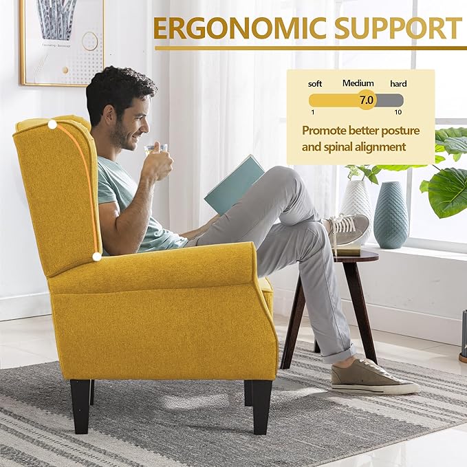 Accent Chair for Living Room Set of 2, High Back Reading Armchairs with Removable Seat Cushion, Mid-Century Single Couch in Fabric, Modern Ergonomic Wingback Chair for Bedroom,Club, Balcony