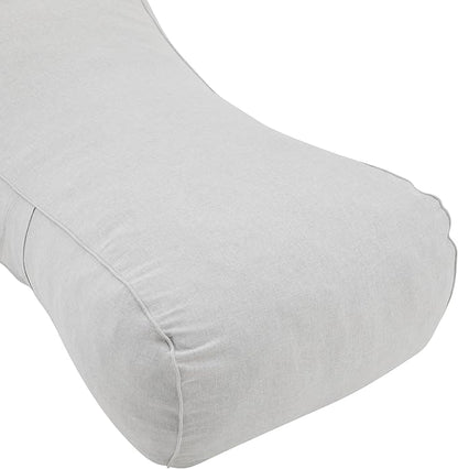 Christopher Knight Home Morton Outdoor Bean Bag Chair, Fabric Bean Bag Chair for Adults and Kids, Indoor/Outdoor Sun Lounger with Headrest, Patio Chaise Lounge Chair, Light Gray
