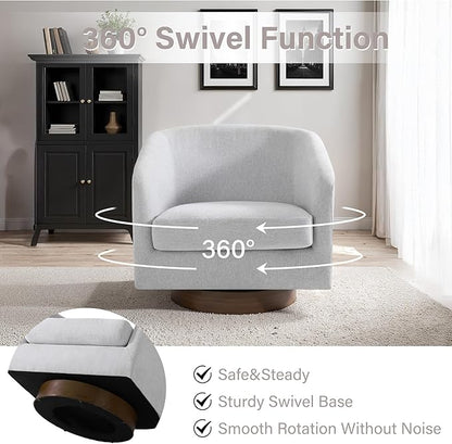 Lumibee Swivel Accent Chair, Chenille Fabric Swivel Barrel Chair for Living Room, Modern Comfy Upholstered Round Armchair Single Sofa Chair for Bedroom, Club-Bright Gray