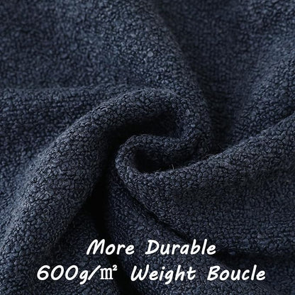 FUTEI Pack of 2 Navy Blue Decorative Throw Pillow Covers 22x22 Inch Soft Cozy Solid Boucle Textured Cushion Case,Modern Home Decor for Couch Bed Living Room