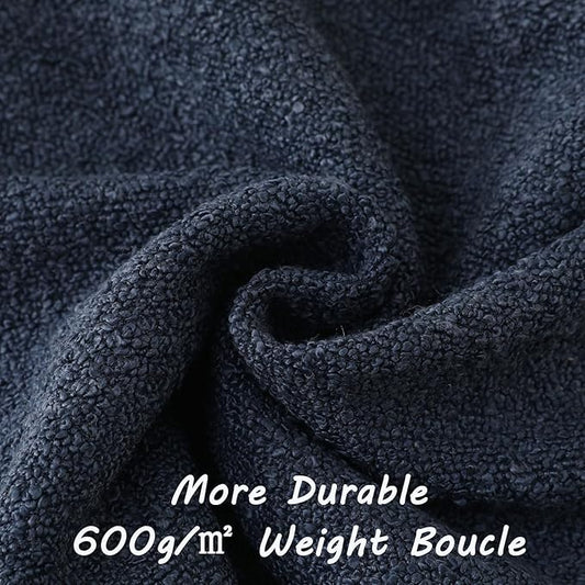FUTEI Pack of 2 Navy Blue Decorative Throw Pillow Covers 16x16 Inch Soft Cozy Solid Boucle Textured Cushion Case,Modern Home Decor for Couch Bed Living Room