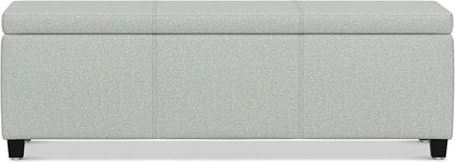 SIMPLIHOME Avalon Storage Ottoman Bench - 48 inch Wide Upholstered Linen Look Fabric Rectangular Lift-Top Ottoman in Light Stone Grey, Transitional Storage Bench for Living Room with High-Density Foam