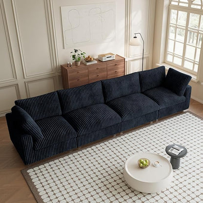 Modular Sectional Sofa Couch, 157.48" Oversized Cloud Couch, 4 Deep Seat Comfy Modular Sofas for Living Room, Plush Sofa Cushion Covers Removable, Black
