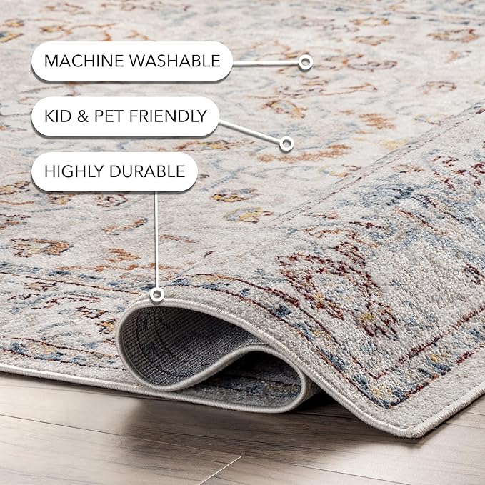 nuLOOM Cady Machine Washable Transitional Area Rug, 5' x 7'6", Beige