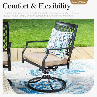 Sophia & William Patio Dining Chairs Set of 4, Outdoor Swivel Rocker Patio Chairs with Cushion, Metal Outdoor Chairs for Garden Backyard Bistro