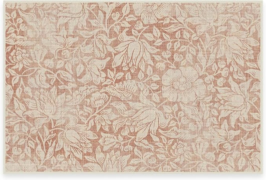 RUGGABLE x Morris & Co Washable Area Rug – Mallow Rust Red 2x3, Stain-Resistant, Non-Slip – Small Machine Washable Rugs for Living Room, Bedroom, Hallway, Entryway & Bathroom–with Standard Pad