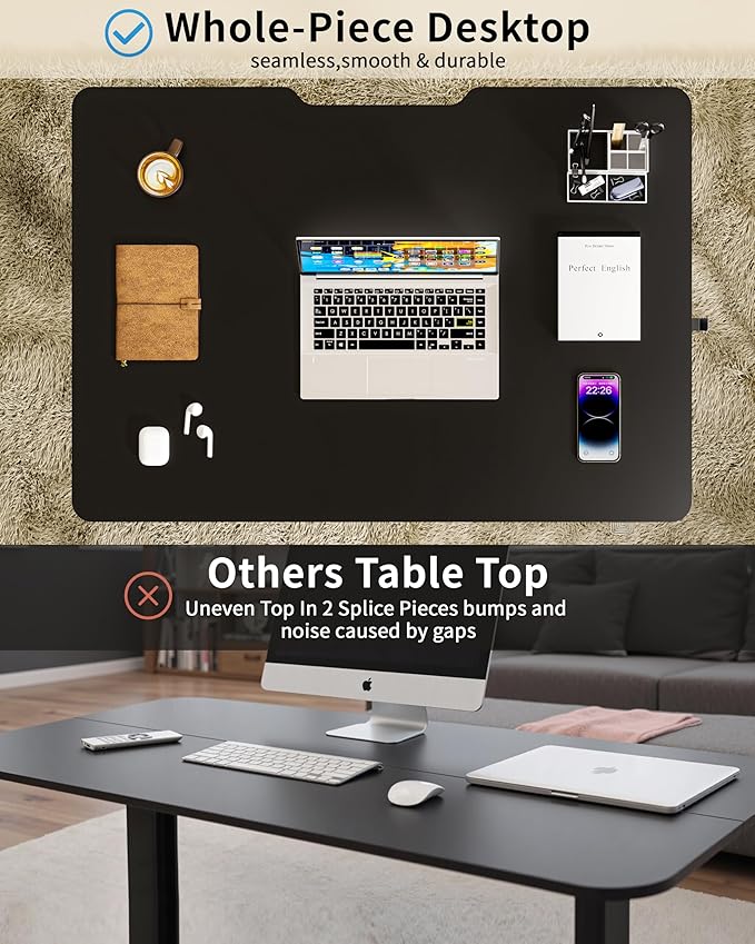 Okin Small Electric Standing Desk, 40 x 24 Inches Whole Piece Height Adjustable Desk, Black Sit to Stand Desks Computer Workstation with Wheels for Home Office
