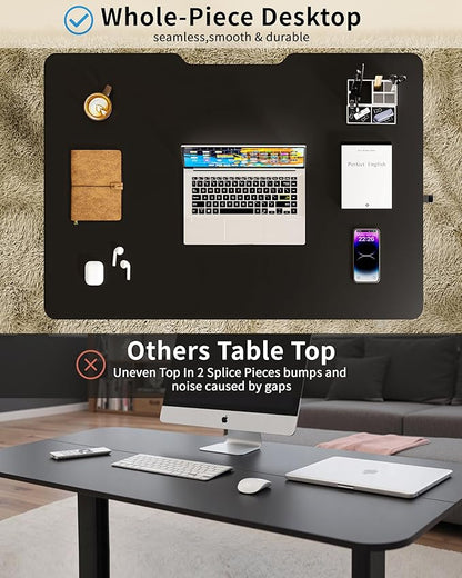 Okin Small Electric Standing Desk, 40 x 24 Inches Whole Piece Height Adjustable Desk, Black Sit to Stand Desks Computer Workstation with Wheels for Home Office