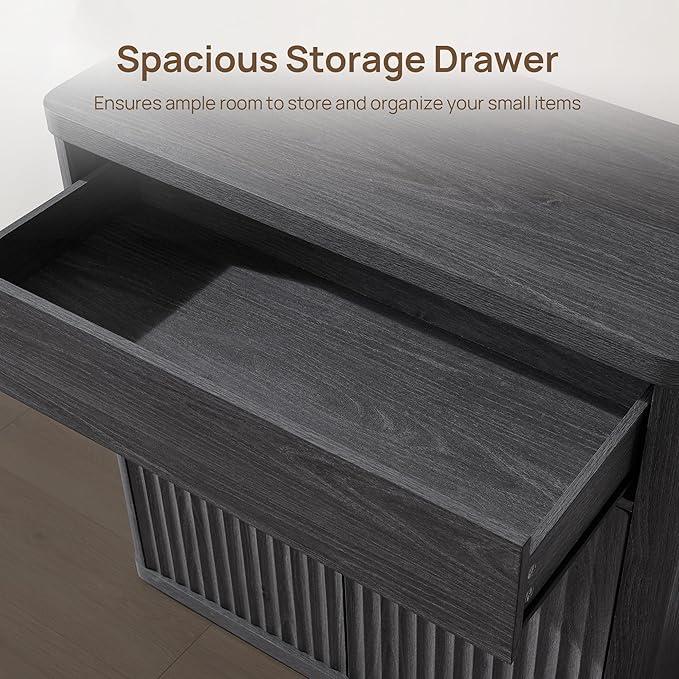 SICOTAS Buffet Cabinet with Storage - Accent Fluted Storage Cabinet with 2 Doors & 1 Drawer 34.6" Wide Modern Sideboard Credenza Large Buffet Table for Living Room Kitchen Dining Room Entryway Office