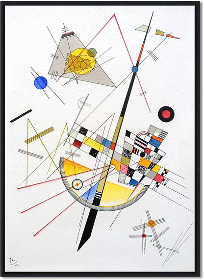 Wieco Art Framed Canvas Wall Art Delicate Tension #85, 1923 by Wassily Kandinsky Famous Classic Paintings Abstract Reproductions Canvas Wall Art for Home Office Decoration