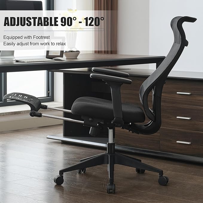 Okeysen High Back Ergonomic Mesh Office Chair, Adjustable Swivel Computer Desk Chair with Padded Seat, Armrests, and S-Shaped Lumbar Support for Home Office