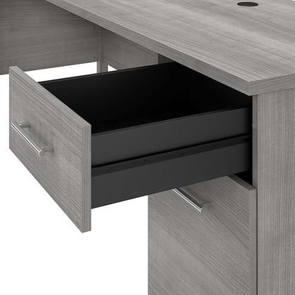 Bush Furniture 60-inch Home Office Desk with Drawers, Large Computer Table with Storage, Transitional Style, Somerset Collection, Platinum Gray