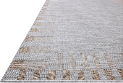 Loloi Amber Lewis Topanga Collection TOP-08 Silver/Natural 6'-7" x 9'-4" Indoor/Outdoor Area Rug