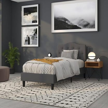 BizChair Tufted Upholstered Twin Size Headboard in Dark Gray Fabric